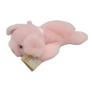 Bearington Collection Piglet Piggy Plush Soft Toy 8" Pink Floppy Bow Farm Animal